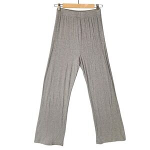 SKIMS Ribbed Soft Lounge Pants Size Small Gray Modal Wide Leg Stretch Pajama